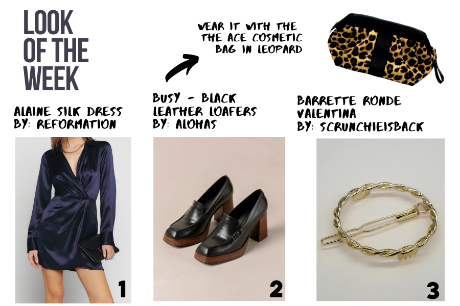 Festive outfit with the ACE cosmetic bag in Leopard